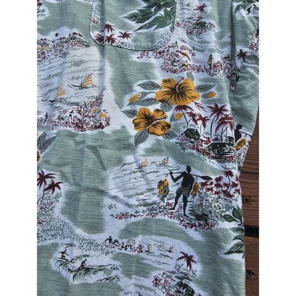 Stussy Hawaiian shirt Men Size XL Paradise Floral Short Sleeve Mint Street wear - Picture 2 of 7